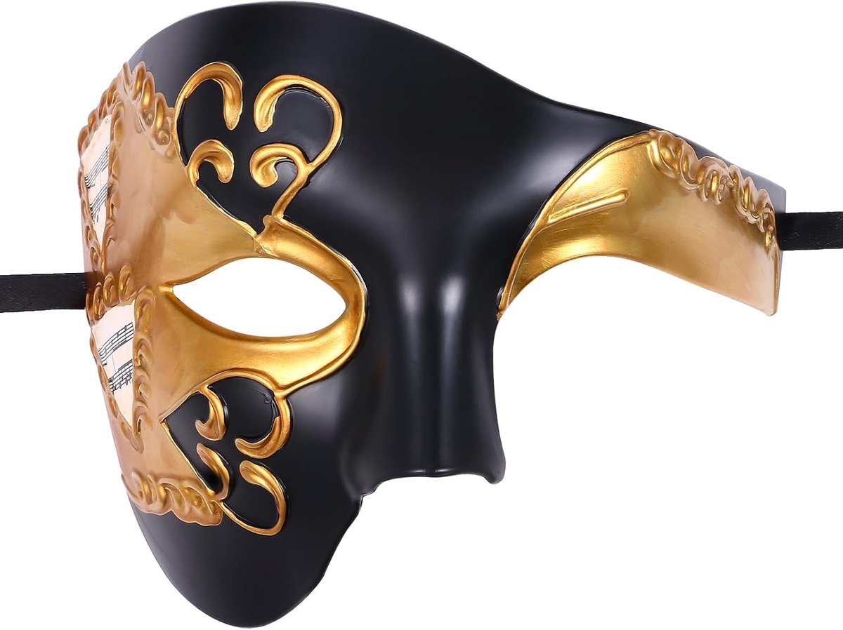 Venetiaans masker voor heren, halfmasker: retro kostuum maskerade Venetië oogmasker vintage licht aangenaam kostuum masker voor gemaskerd bal maskerade Phantom van de Opera, Kunststof