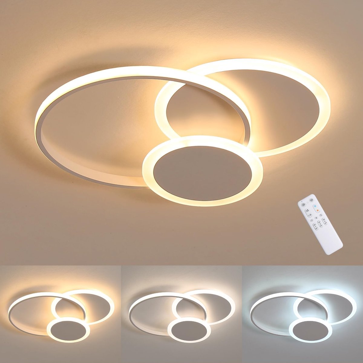 led plafondlamp dimbaar 3000K - 6000K, woonkamer lamp plafond met afstandsbediening 42 * 35cm 30W, plafondlamp voor slaapkamers, keukens, gangen, balkons, voordeuren, kinderkamers