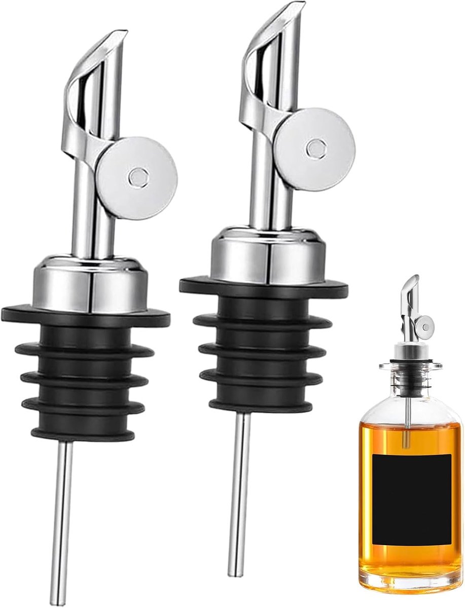 2 stuks olieschenktuit, schenktuit, schenktuit voor olieflessen, flessenschenktuit, olijfolieschenktuit, klep schenktuit en houdt je olijfolie vers en voorkomt lekken en verspilling