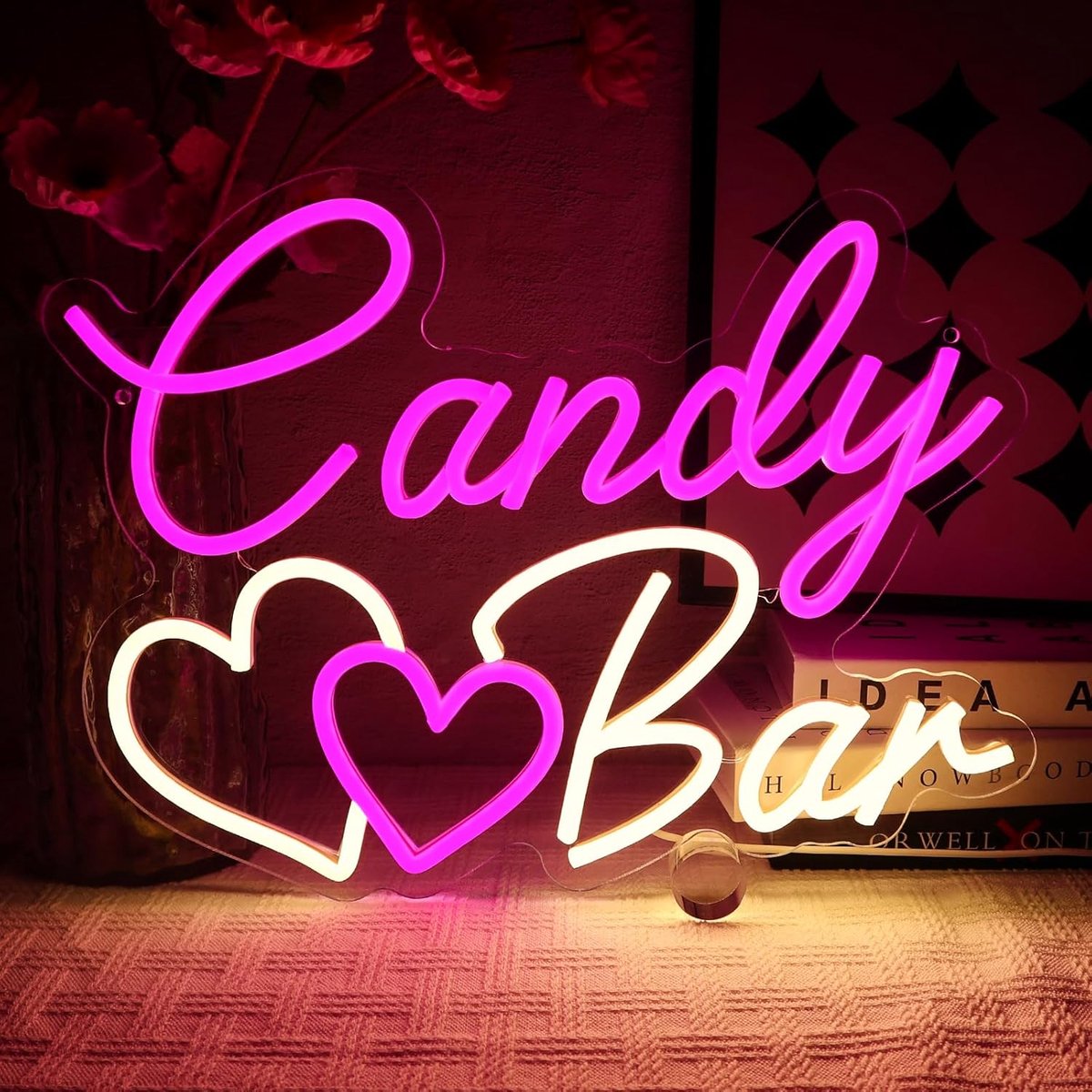 Bar neon bord snoep led neonbord muur schattige reep neonbord USB led-bord voor bruiloft decoratie snoepbar tafel ornament koffie restaurant verjaardagen andere evenementen