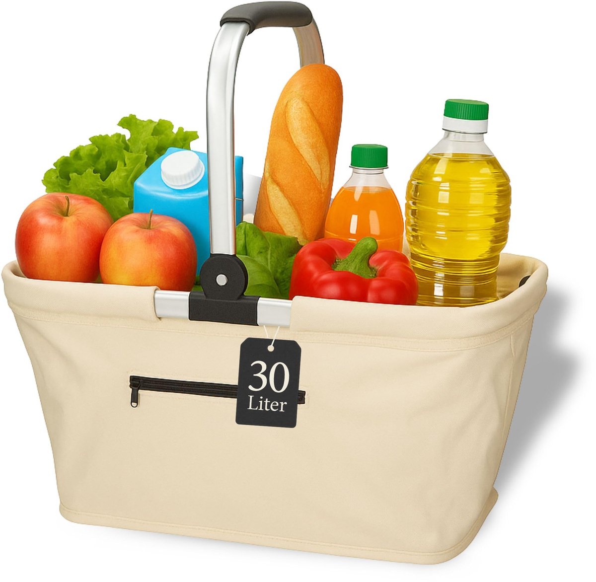 Omgoods - Shopping Basket 'Carry' - Opvouwbare Boodschappentas met Aluminium Handvat