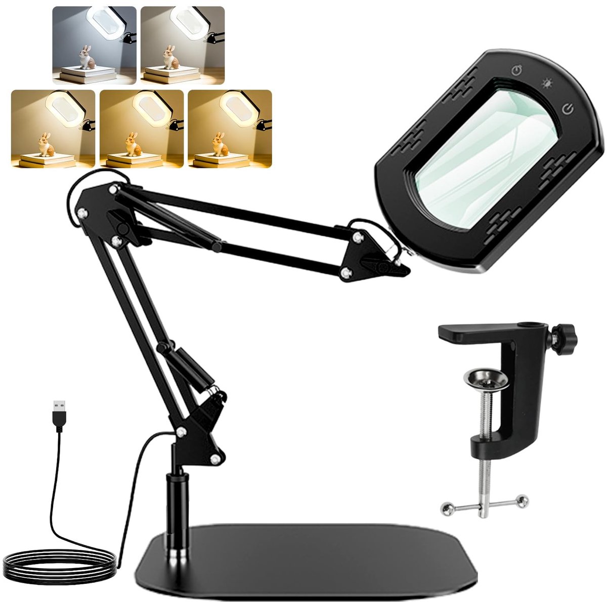 Omgoods - 10X Vergrootglas met Licht en Stand - Dimbare LED Desk Lamp