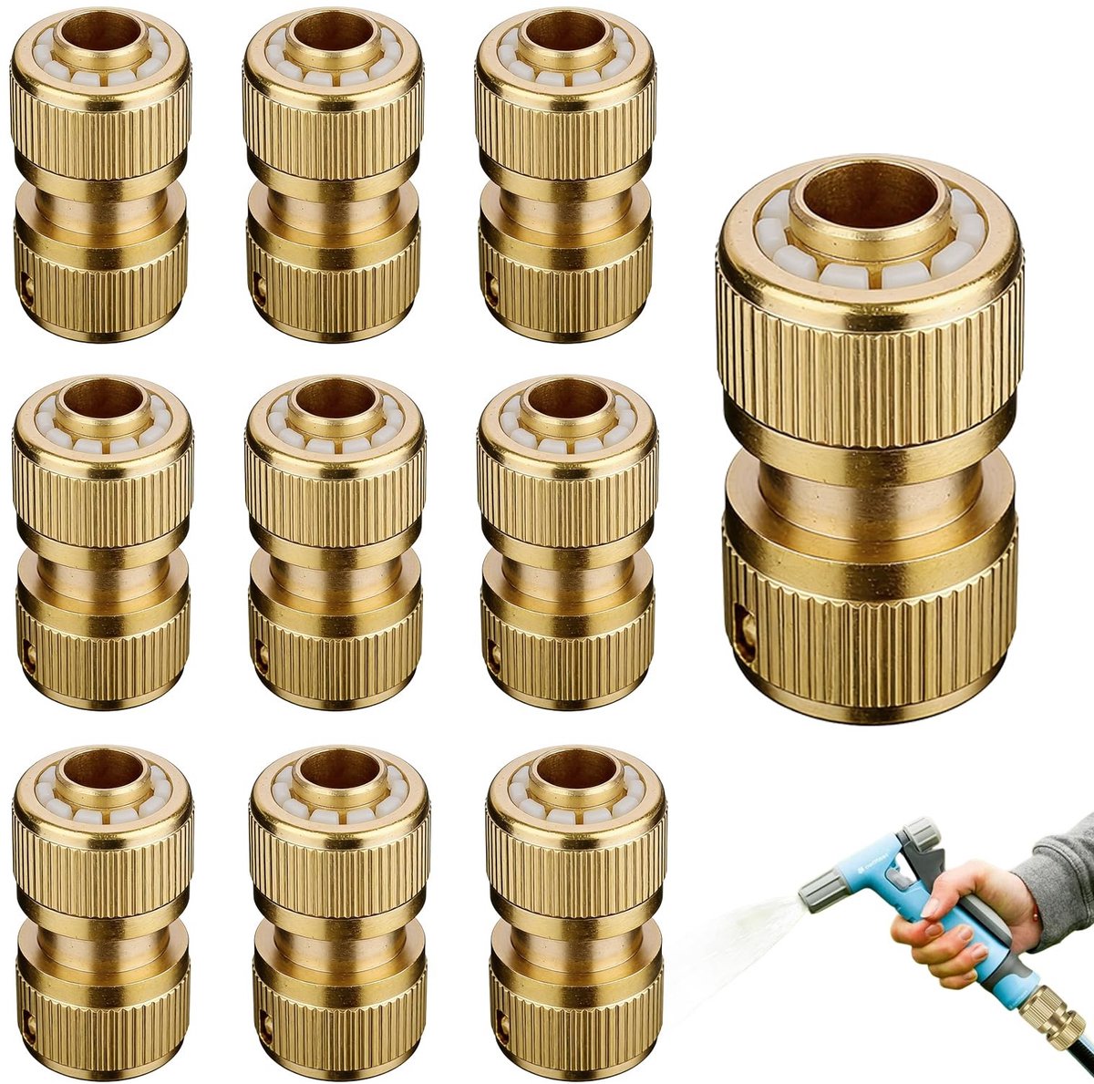 Omgoods - Messing Snelkoppelingen Set van 10 voor 1/2 Inch Tuinslangen