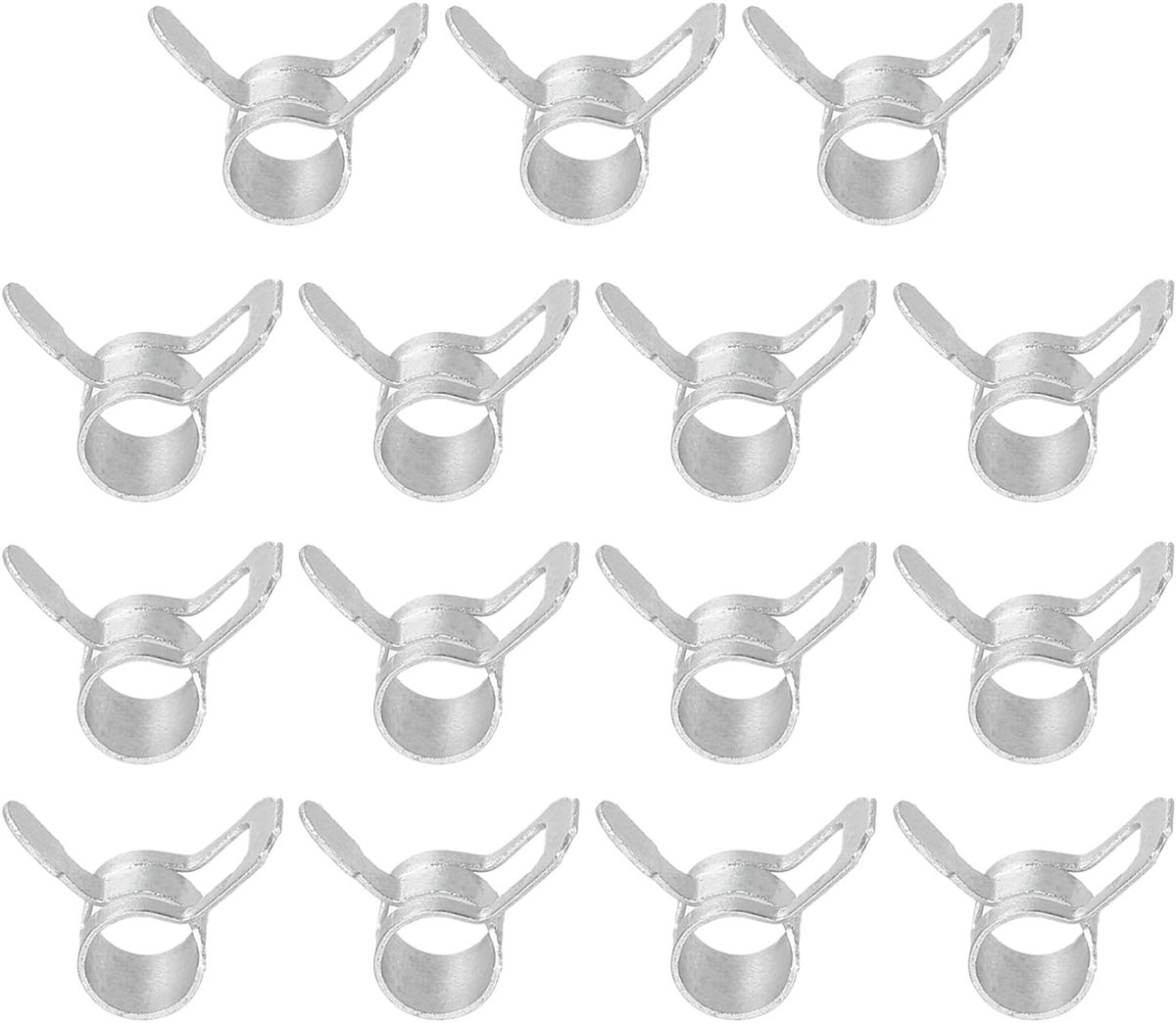 Veerband slangklemmen voor 5-6 mm OD-slang, 15 stuks siliconen vacuüm constante spanning bandclips voor brandstofleiding, siliconen luchtslang, waterpijp, zilver