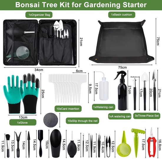 SnelShoppen - Tuin Gereedschap Set 41-delig, Bonsai Gereedschap, Succulent Planten Tools, Waterdichte Plantmat, Mini Tuinset voor Binnenplanten en Pro van Snelshoppen — afbeelding 3