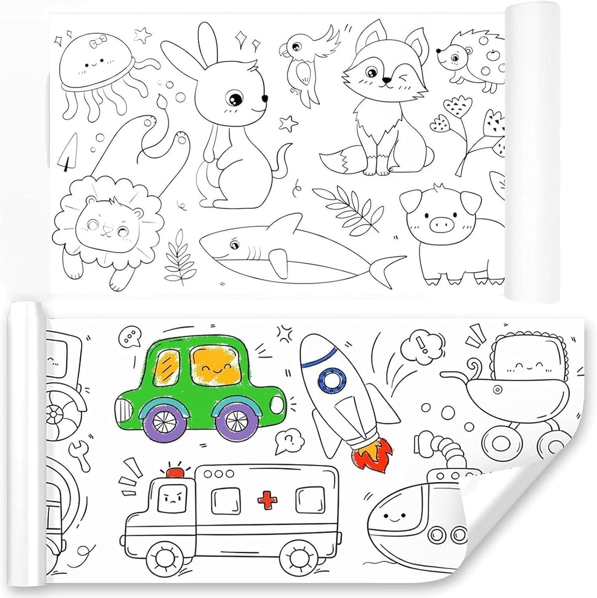 2 stuks schilderrollen voor kinderen, tekenpapier voor kinderen, schilderrollen, stickers van papier om te schilderen, kunst en creatief speelgoed voor kleine kinderen