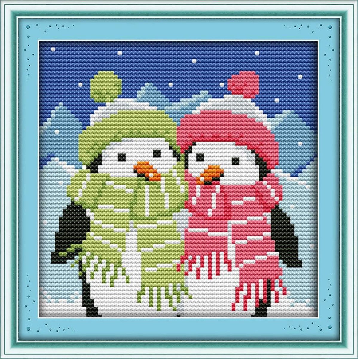 Kits, twee pinguïns gestempeld met bedrukt patroon starterskit (pinguïns)