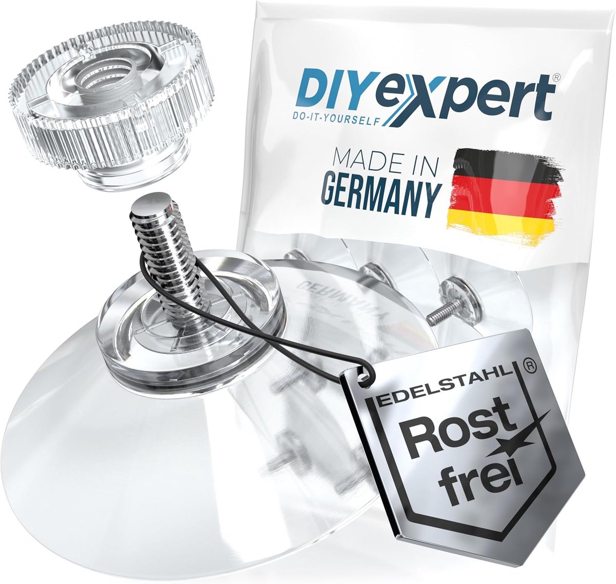 SnelShoppen - DIYexpert 4x/8x/12x/20x Zuignap Ø 30 mm / Ø 40 mm / Ø 50 mm met Schroefdraad M4 x 6 mm / M4 x 10 mm incl. Transparante Kartelmoeren, Ver