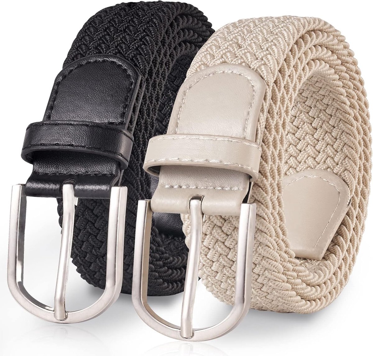 2 stuks stoffen riem stretch riem elastische gevlochten riem gevlochten en elastische rekbare riem voor mannen en vrouwen 3,3 cm lengte 90 cm tot 135 cm
