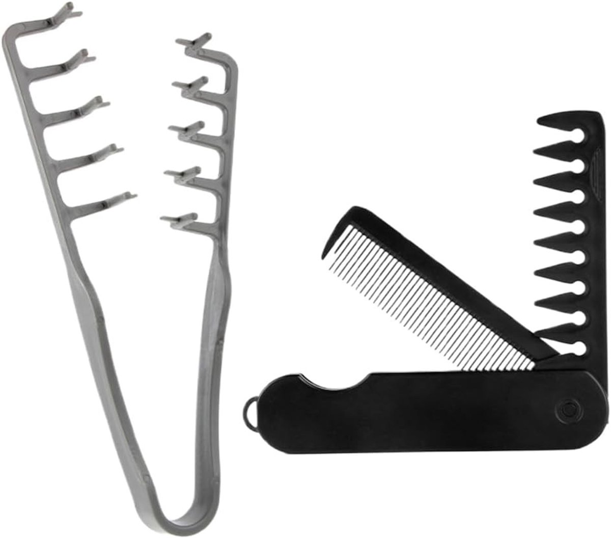 Set van 2 multifunctionele kammen voor baard en haar, ideaal voor reizen en dagelijks gebruik, perfect cadeau voor mannen met volume en stijl