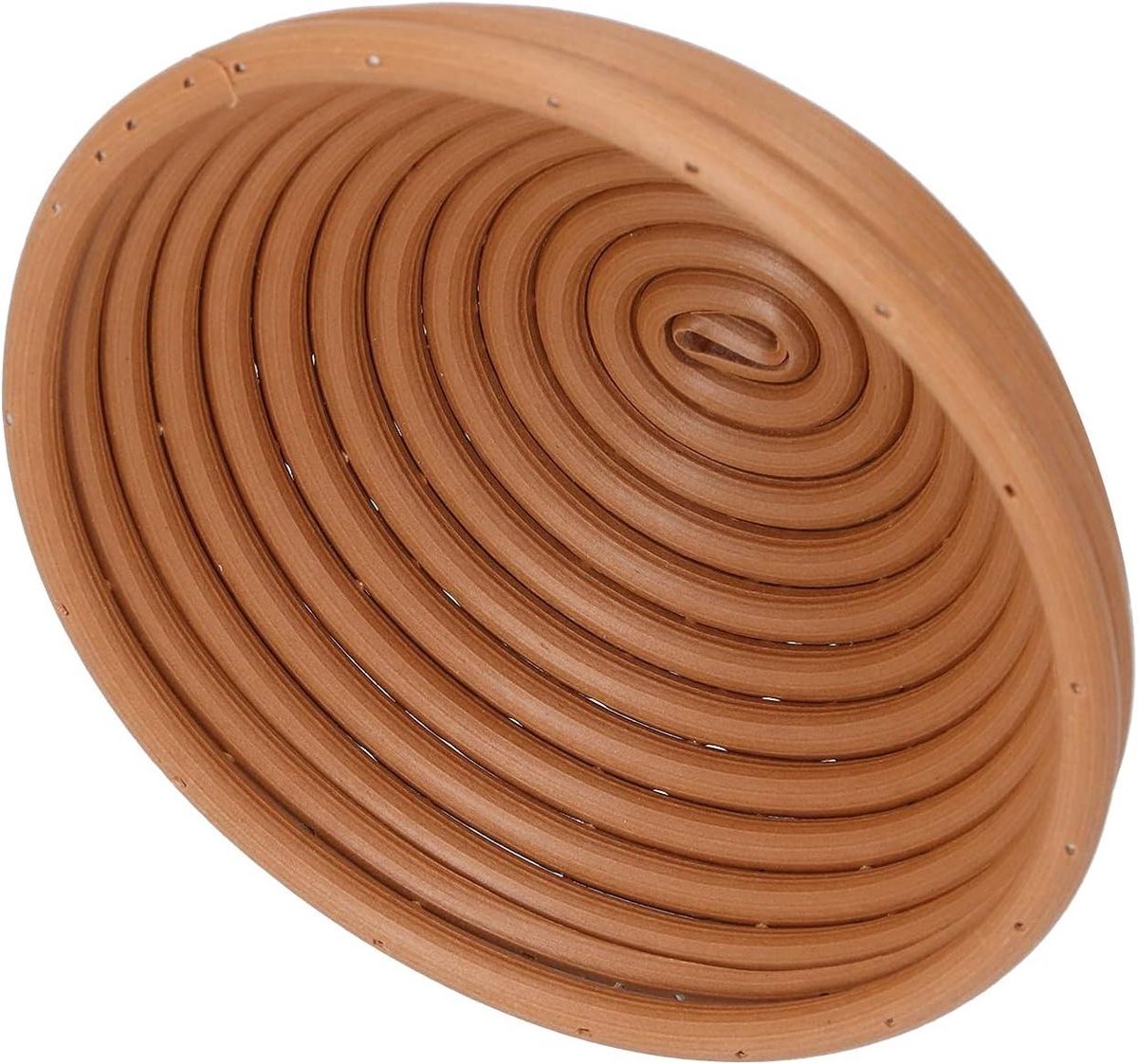 Broodmand Plastic - Rijstmand Fermentatiemand - Brood Bakken - Handgemaakt Uniek Design - 16x16x7 cm - Geelbruin