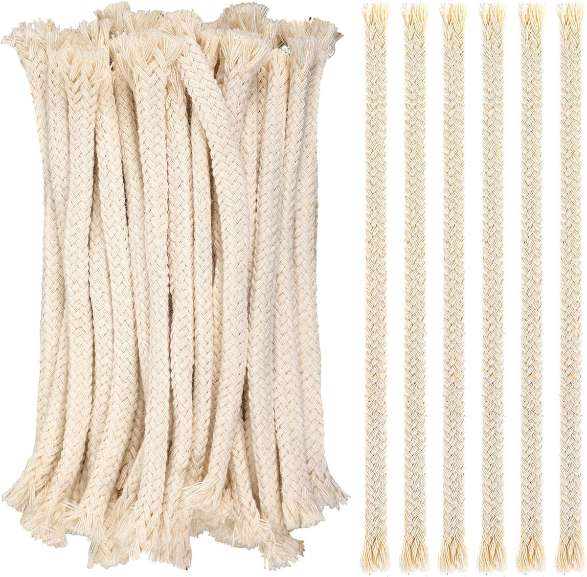Lonten voor olielampen, katoenen lonten, 8 mm diameter x 15 cm