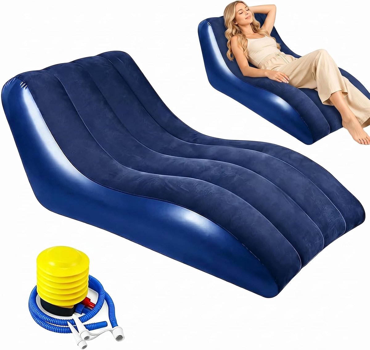 Opblaasbare sofa, opblaasbare luchtsofa, beflockte outdoor bank voor