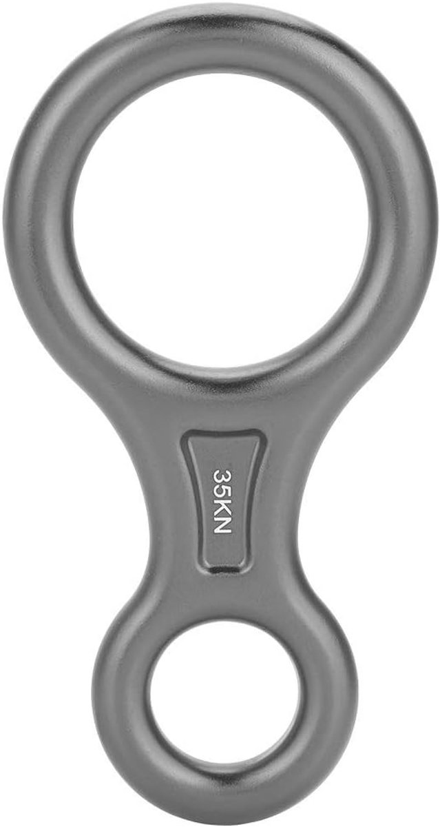 Rescue Descender 35KN Figuur 8 Word Touw Descender Rappel Ring Rotsklimmen Reddingsuitrusting (Kleur: Grijs)