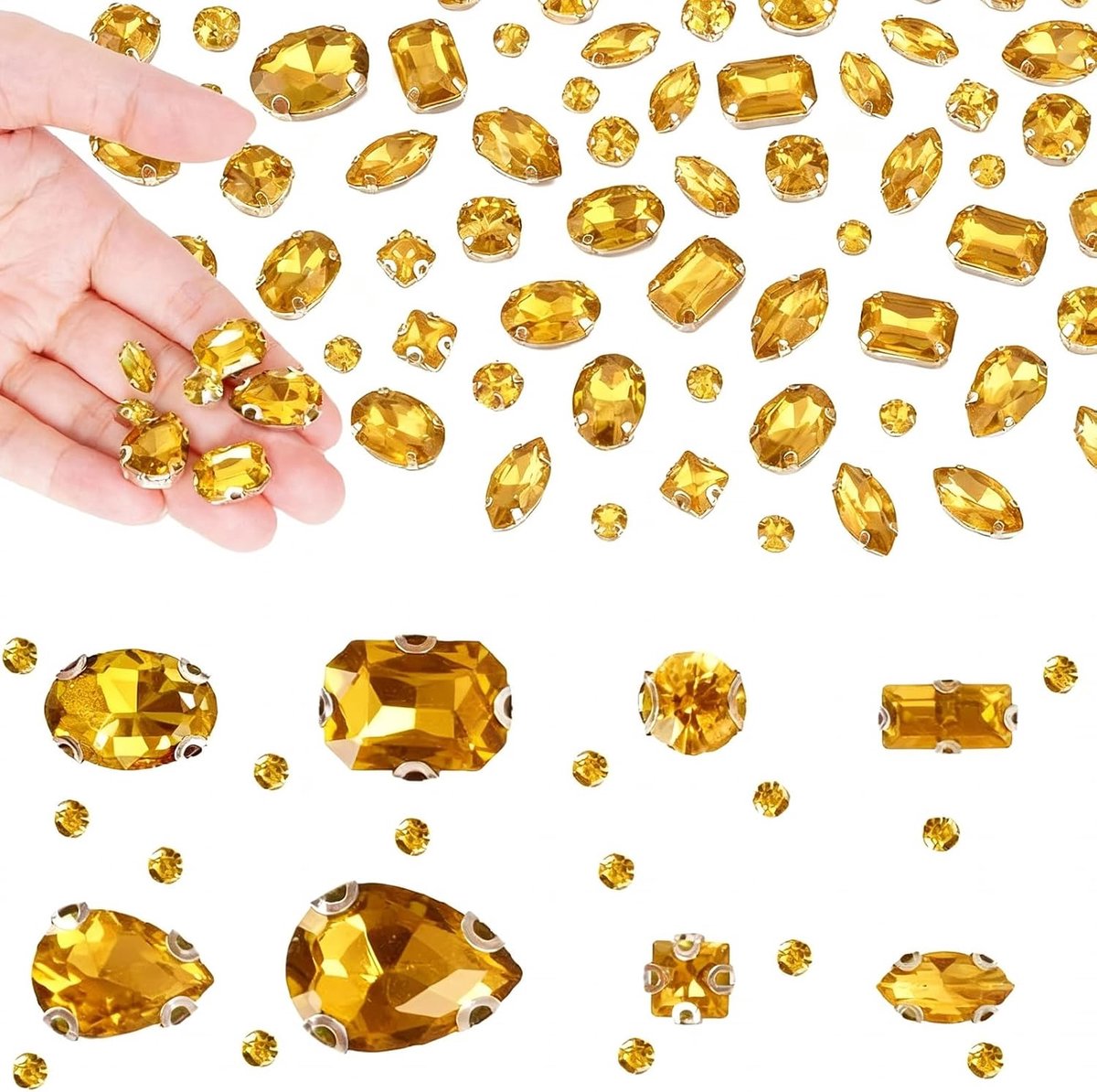 240 stuks strass-steentjes om op te naaien, grote strass-steentjes om