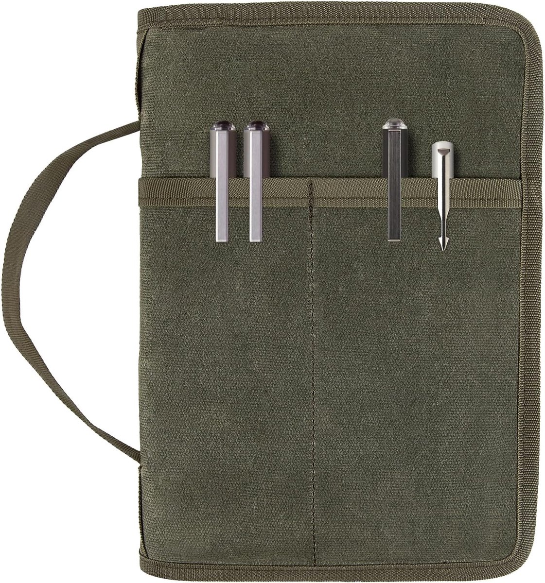 Cahier 5 x 8 notitieblokken, A5 lichttoren, waterdichte afdekking, tas voor dagboek, dagboekhoes voor veldnotities, brandlegergroen ritssluiting
