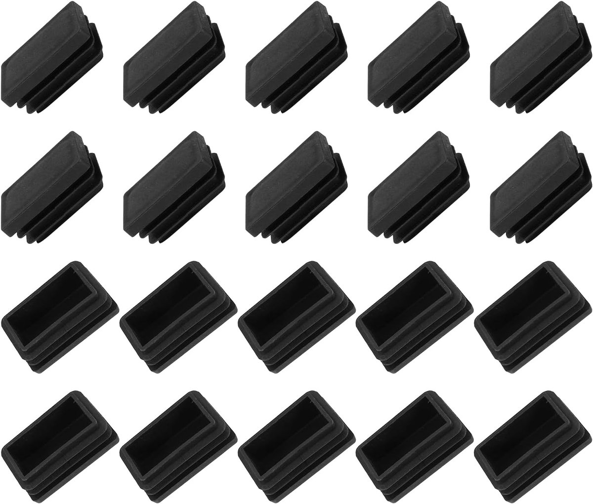 Rechthoekige eindkappen (50 x 30 mm) 30 stuks, kunststof rechthoekige buisinzetstukken schroefdraad einde blindkappen beschermer - voor meubels, tafelstoelen poten, zwart