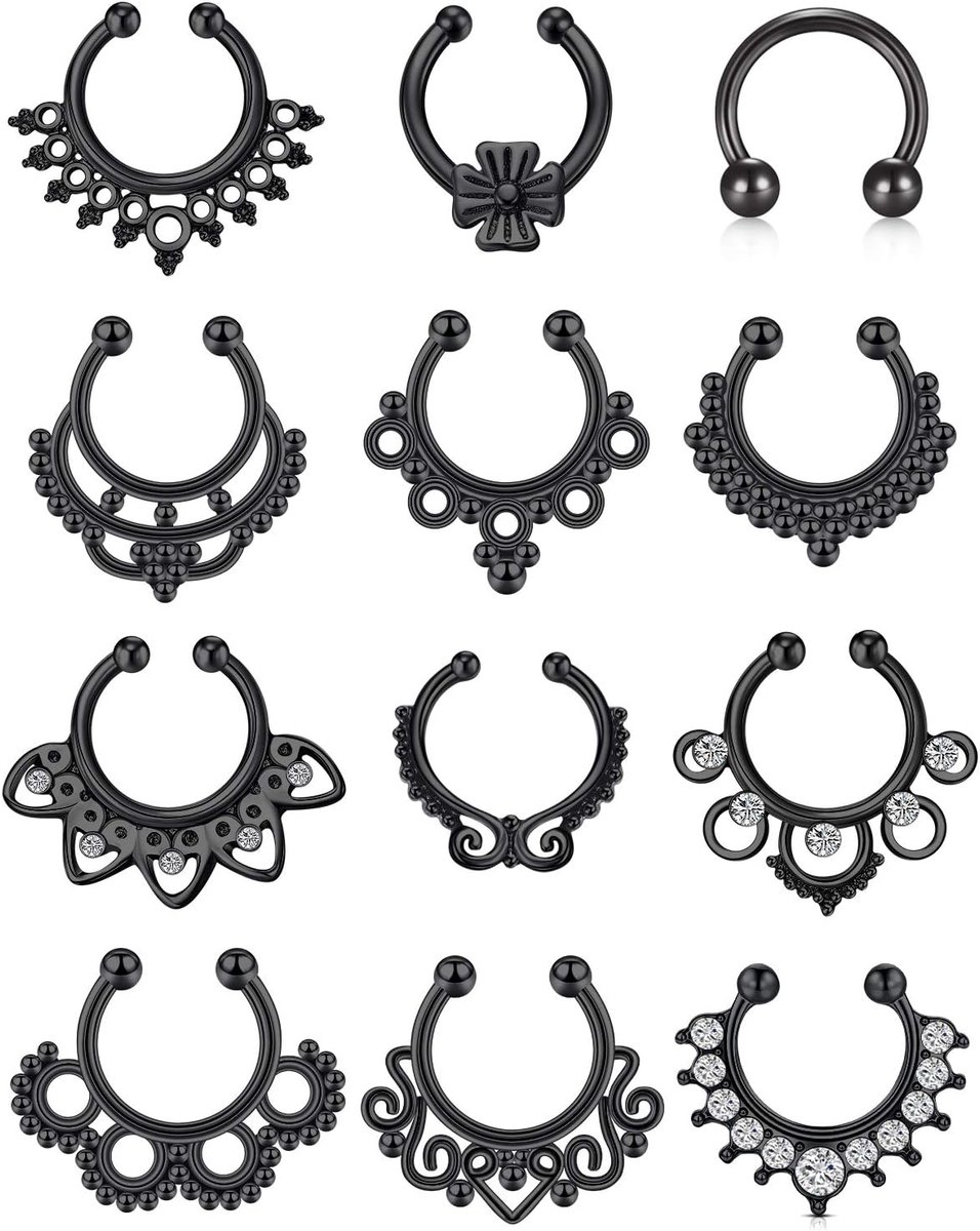 Nep neuspiercing septum chirurgisch staal met heldere Cz valse lip