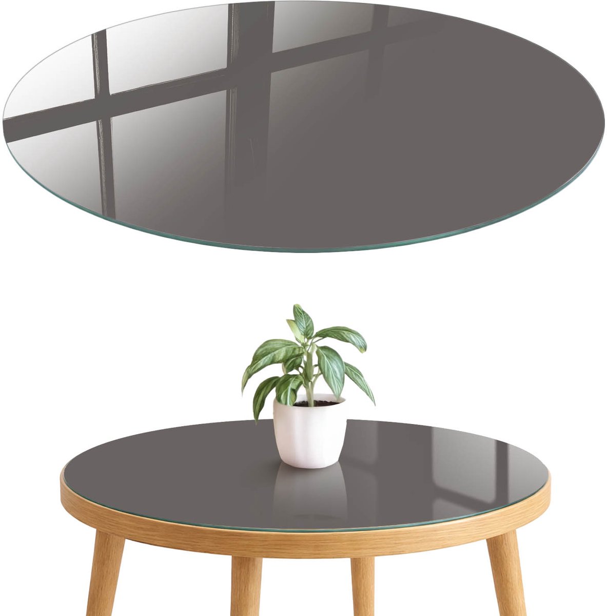 ArtPrintCave Donkergrijs Glazen Tafelblad fi70 cm - Tafelblad Rond - Grijs Tafelblad Glas - Achtergronden en patronen Terrastafel