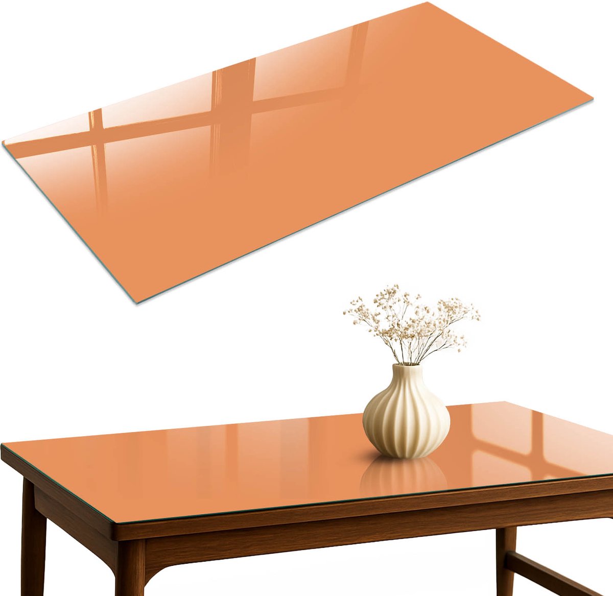 ArtPrintCave Pastel oranje Glazen Tafelblad 120x60 cm - Tafelblad Rechthoek - Oranje Bureaublad - Achtergronden en patronen Glasplaat