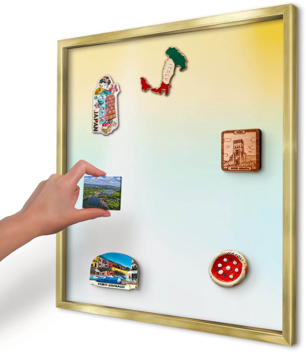 Artprintcave Geel Magneetbord mit Gouden Frame - 50x50 cm - Pastel Ontspanning Magnetisch Bord Voor Magneten - Abstract Bord Voor Magneten - Achtergronden En Patronen