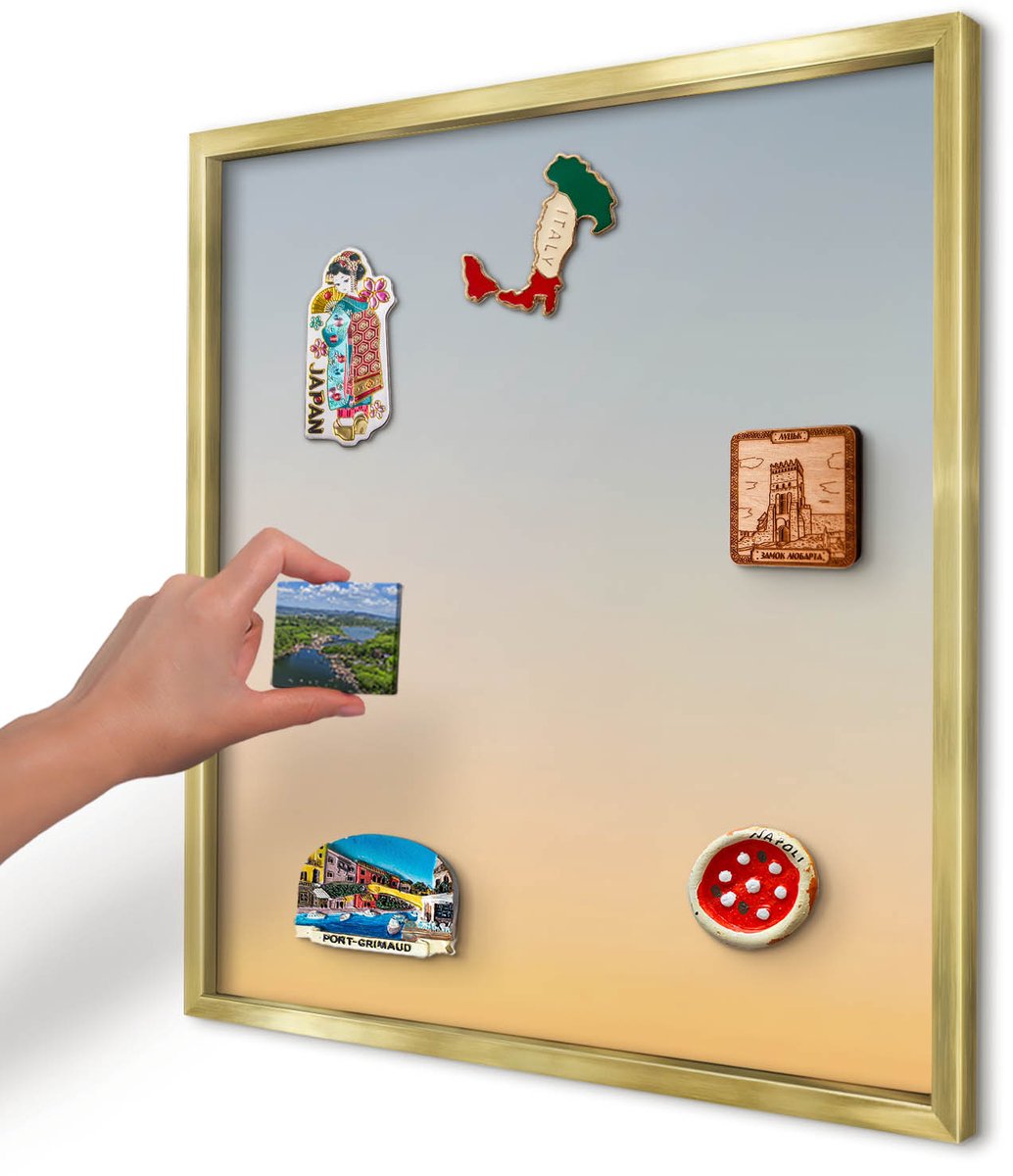 Artprintcave Oranje Magneetbord mit Gouden Frame - 50x50 cm - Pastelkleurige Overgang Magneetbord Voor Foto's - Abstract Magneetbord Voor Keuken - Achtergronden En Patronen