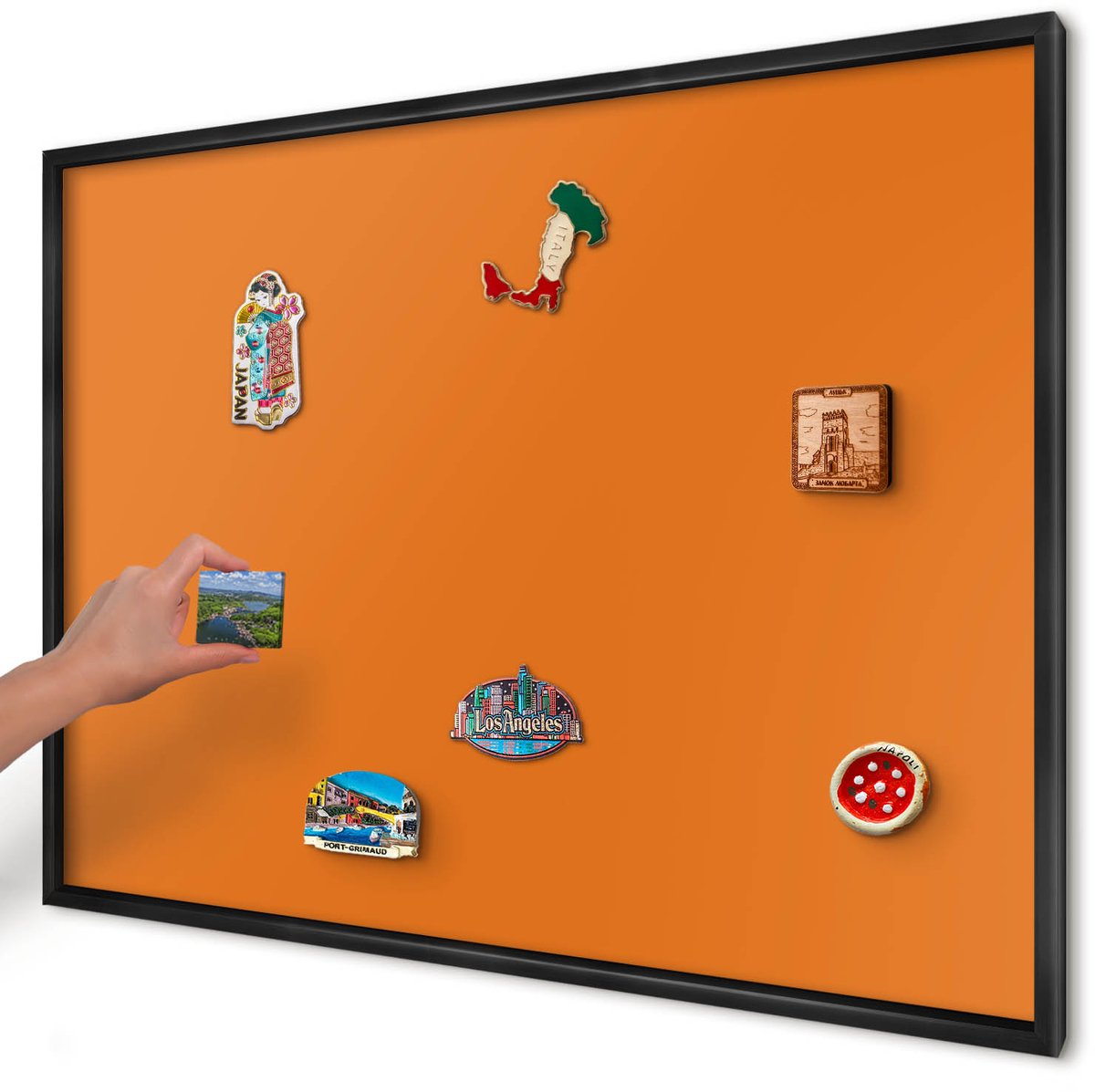 Artprintcave Oranje Magneetbord mit Zwart Frame - 100x70 cm - Sterk Oranje Magnetisch Bord - Minimalist Wandbord Magnetisch - Achtergronden En Patronen