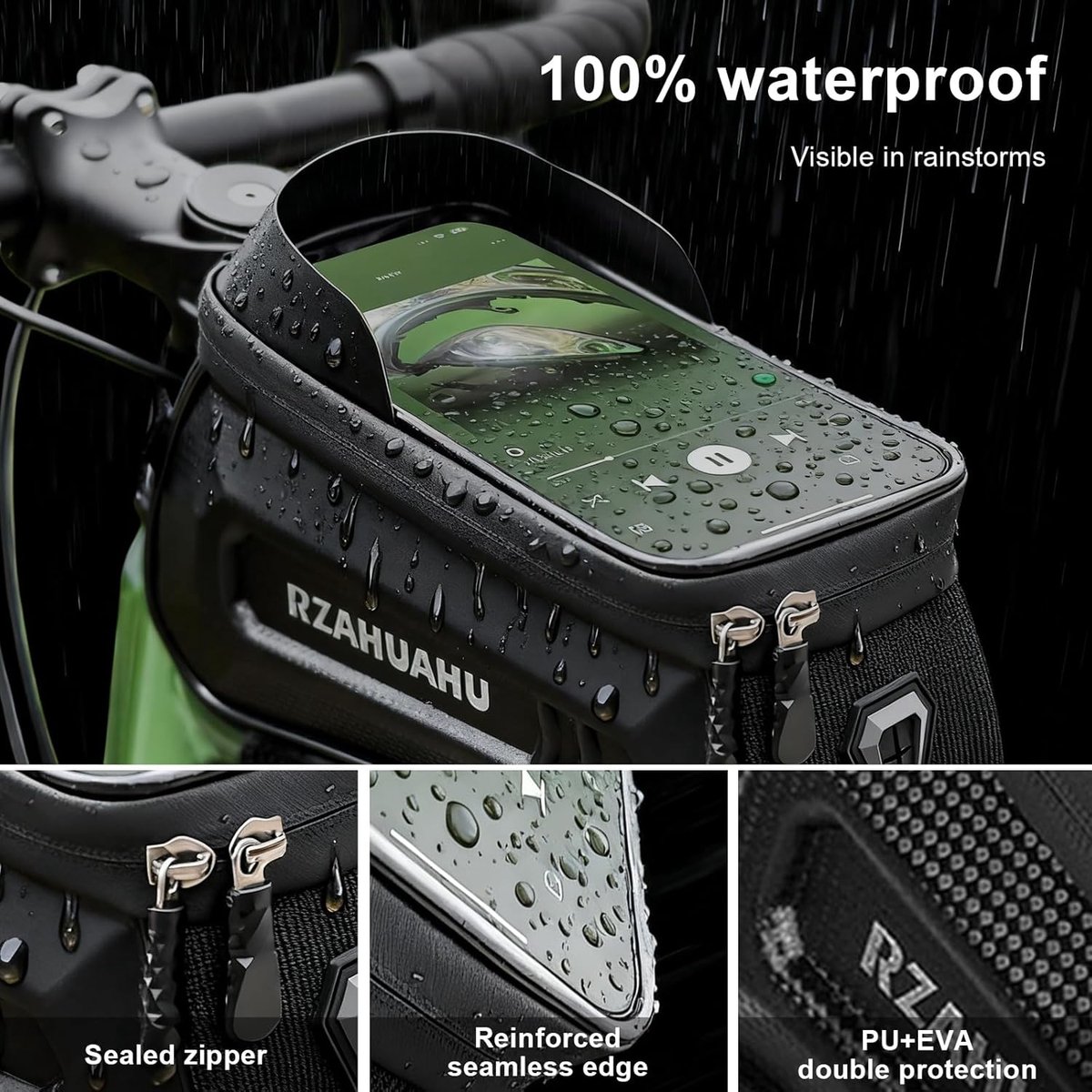 SnelShoppen - Fietstas Frame Bag Waterdicht Met Touchscreen Geschikt Voor Smartphones Tot 7.2 Inch Voor Mountainbikes E-Bikes