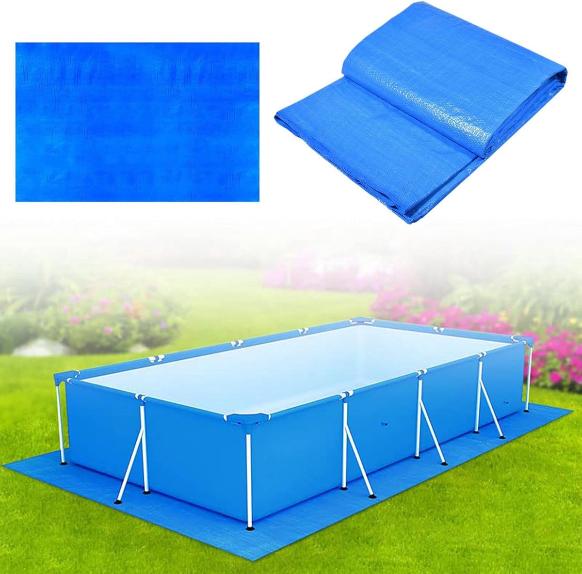 SnelShoppen - Rectangulaire Zwembad Bodemdoek Waterdicht PE Beschermmat Voor Boven Grond Zwembaden - Zonnebescherming, Camping, Schilderen, 9.6x6.7ft