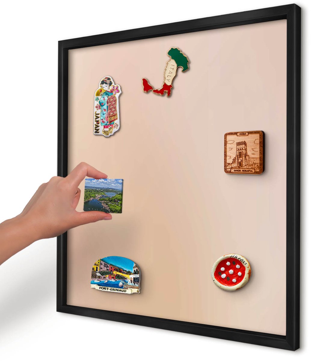 Artprintcave Beige Magneetbord mit Zwart Frame - 50x50 cm - Zachtbeige Memobord Keuken - Minimalist Magnetisch Bord Voor Magneten - Texturen