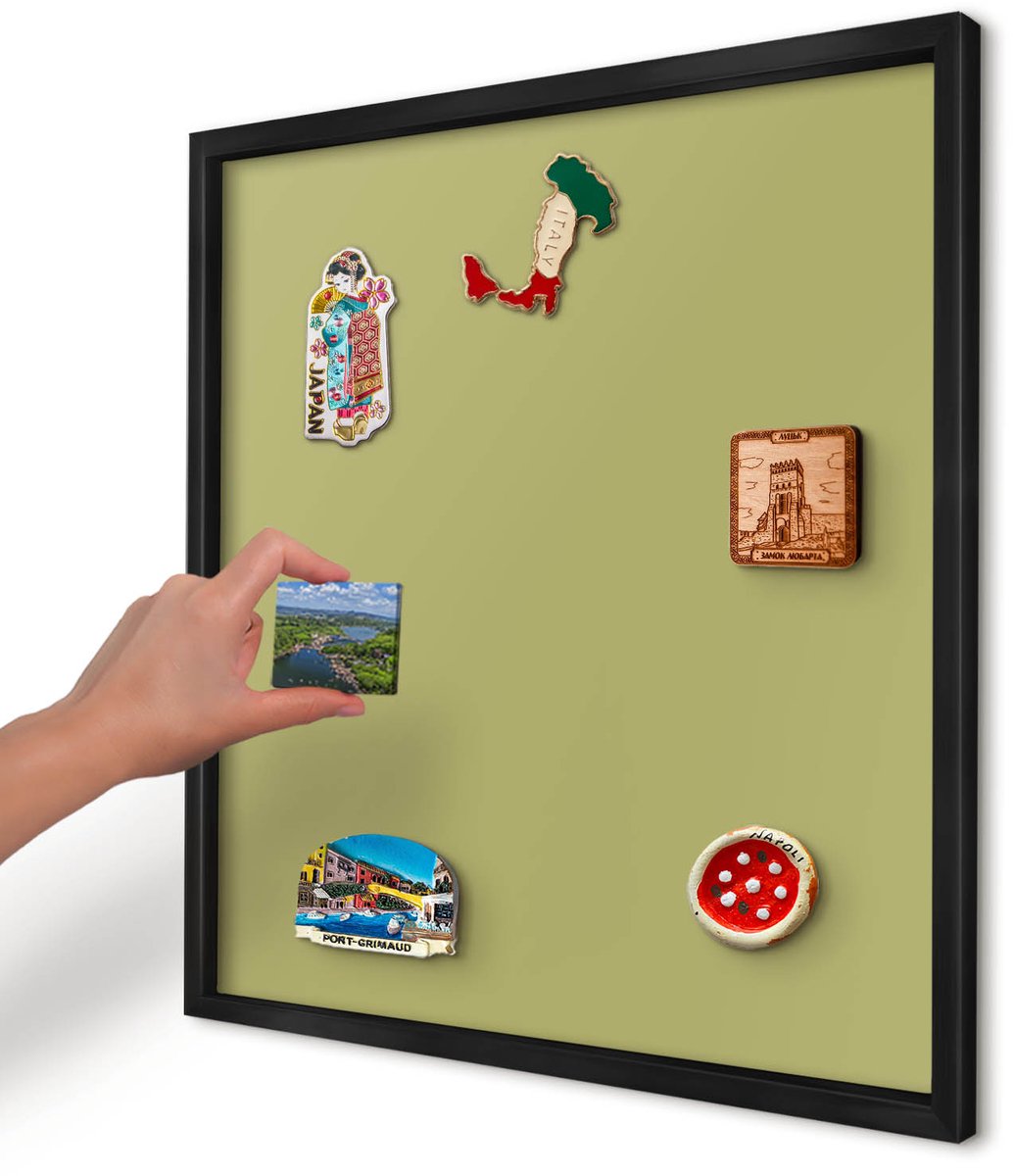 Artprintcave Groente Magneetbord mit Zwart Frame - 50x50 cm - Groene Vintage Magnetisch Bord - Minimalist Magneet Bord mit Frame - Achtergronden En Patronen