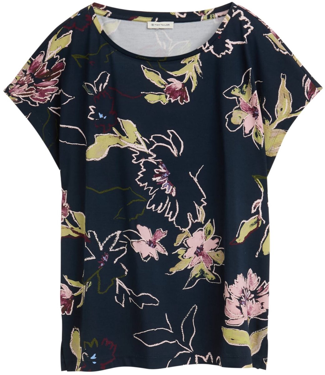Tom Tailor - Dames t-shirt - Maat M - Vrouwen - ZWART - Viscose