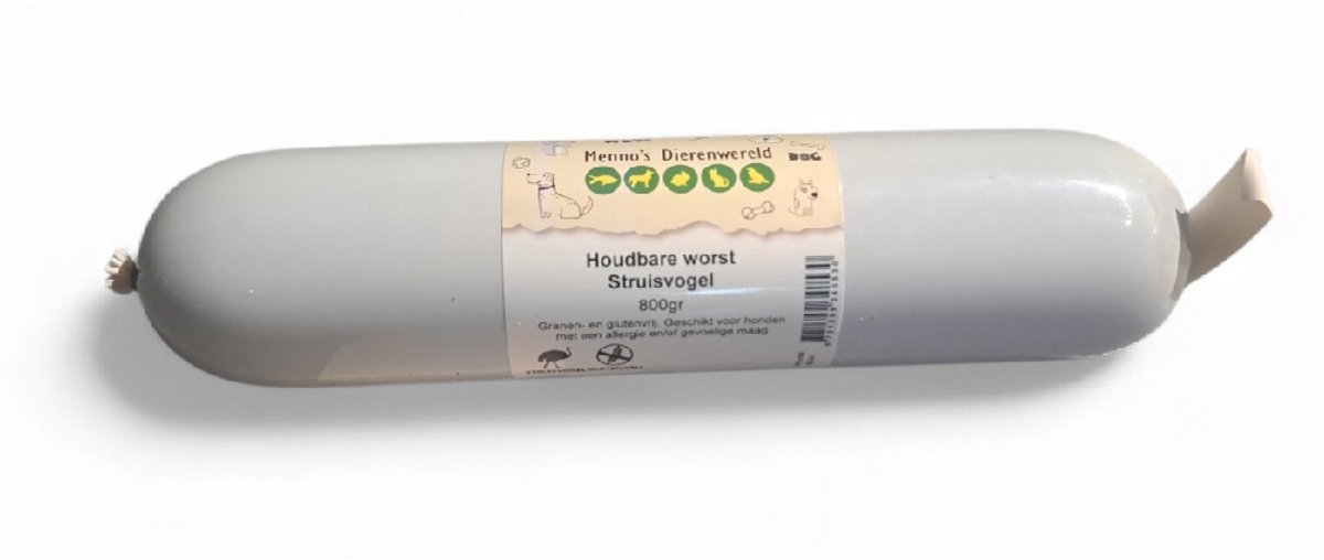Menno's Dierenwereld Houdbare worst struisvogel 800 gram