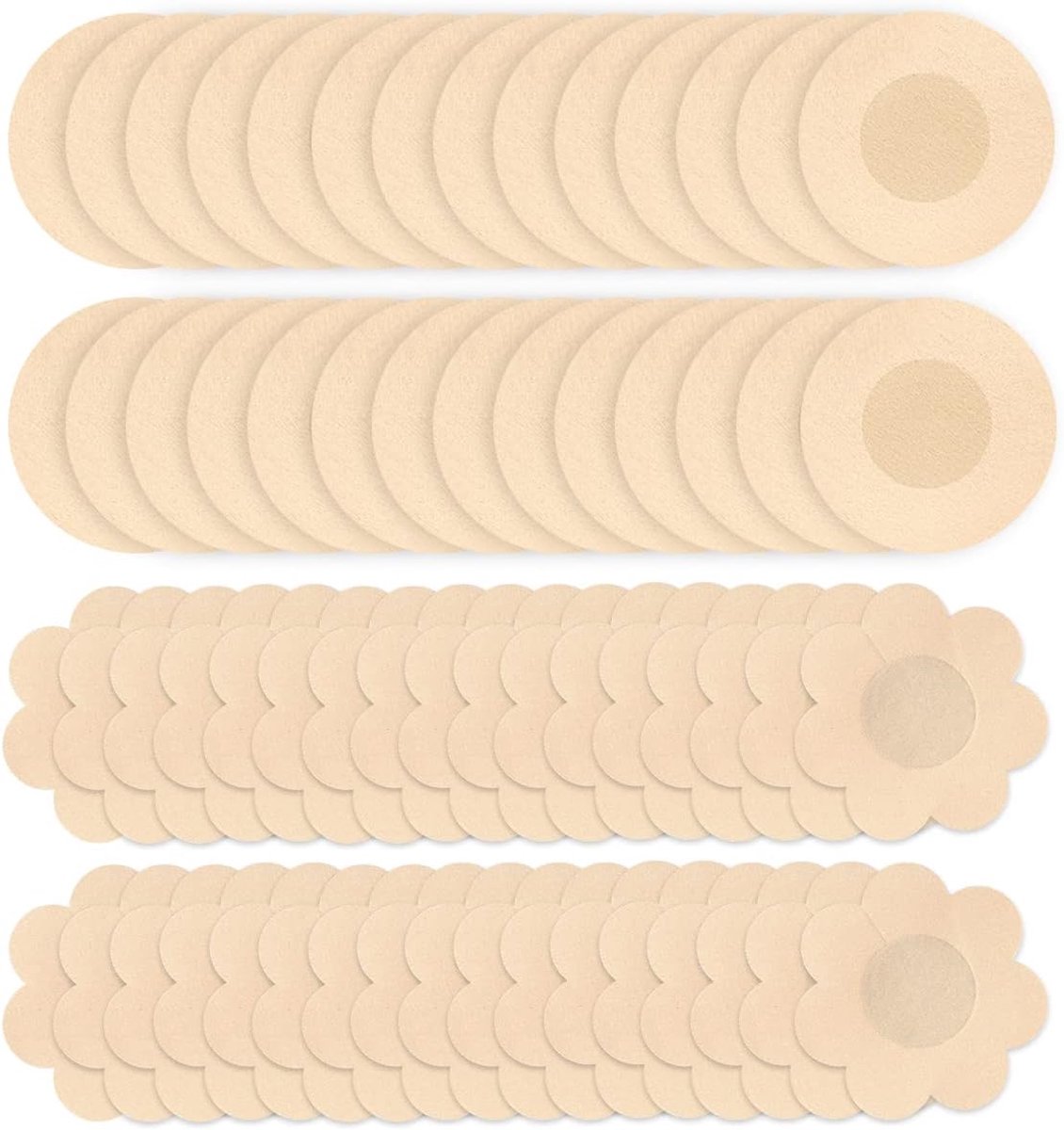 60 stuks onzichtbare tepelbeschermers, wegwerpbare tepelafdekkingen, Nipple Cover Borstbloemstickers, tepelafdekking, voor dames, ademend, borstbedekking, tepels, rond en pruim