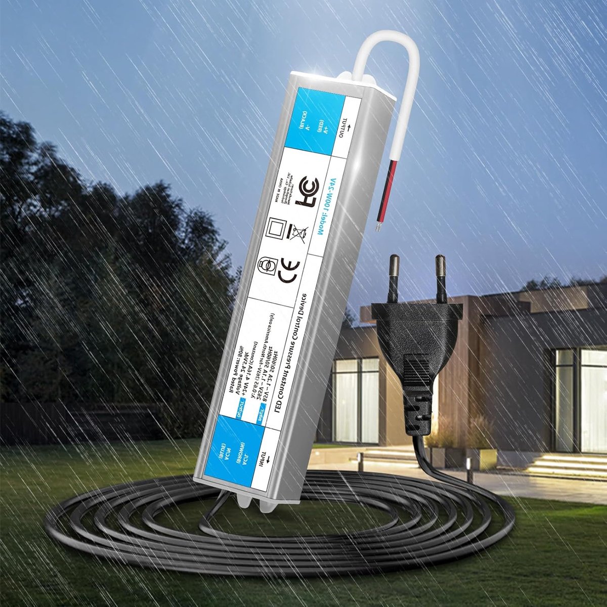 LED Trafo 24V 100W 4,2A Voeding Adapter IP67 Outdoor Waterdicht Transformator met Stekker, Driver 220V AC naar DC 24Volt Constantespanning Laagspanning Schakelende voor Buiten LED Lampen