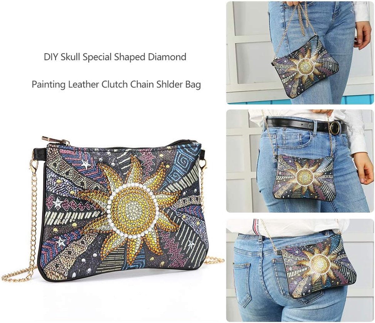 5D Zonnebloem Diamond Art Cross-Body Tas, Leren Munt Portemonnee, Handtas Met Ritssluiting, Onderarmtas, Make-Up Schoudertas