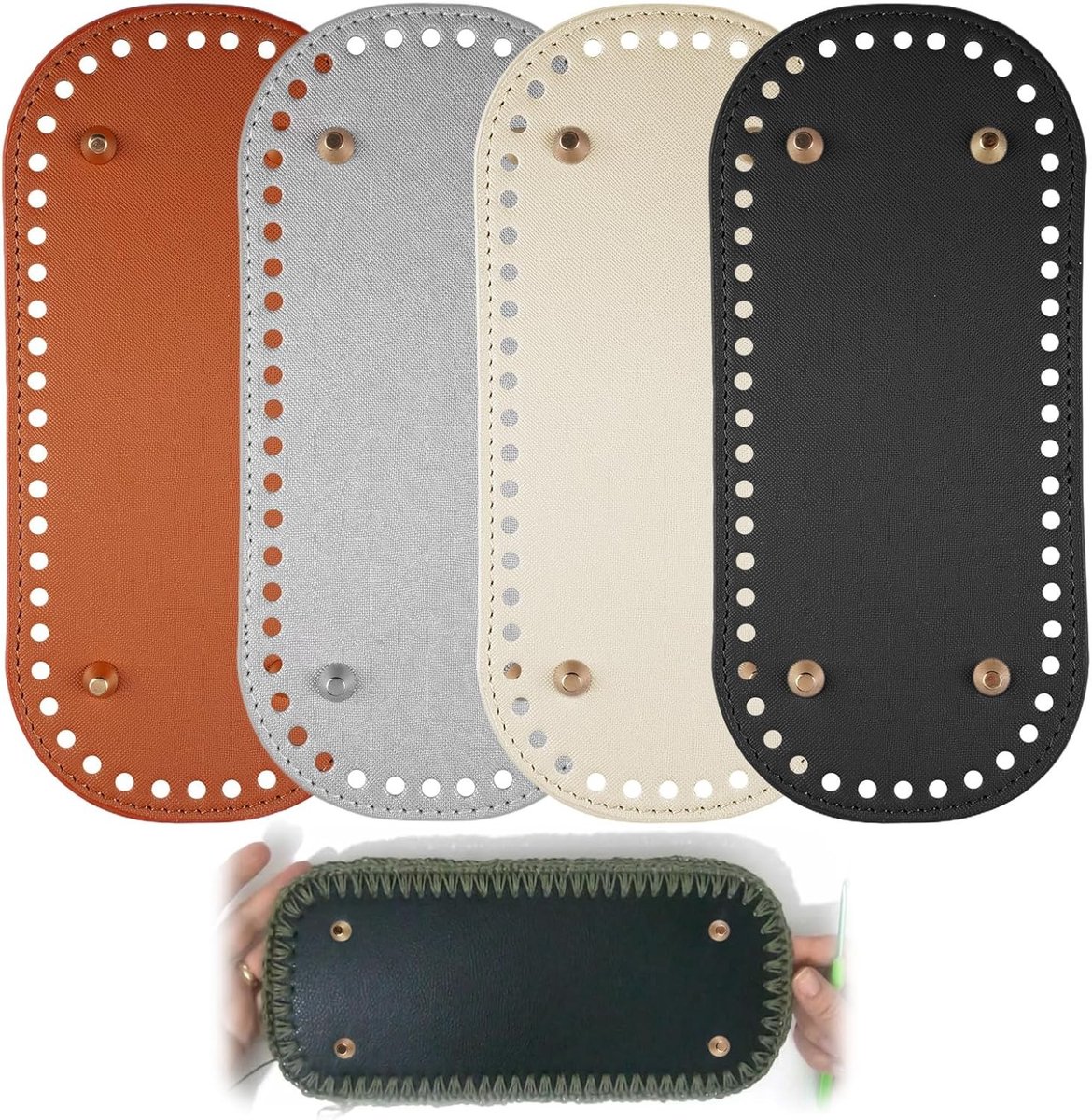 4 Stuks Haak Tasbodem 22x10cm Met Voorgeboorde Gaten, Versterkte Randen en Duurzame Afwerking voor Schoudertassen, Handtassen en Tasontwerp, Verkrijgbaar in 4 Kleuren