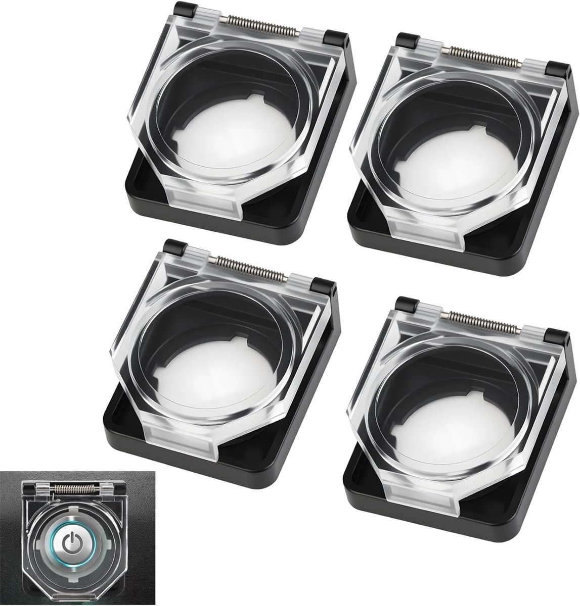 4 stuks knopafdekking voor 22 mm schakelaarafdekking, waterdichte en stofdichte knopafdekking voor power-drukknopschakelaar, lichtschakelaar, kinderbeveiliging, beschermafdekking voor 22 mm