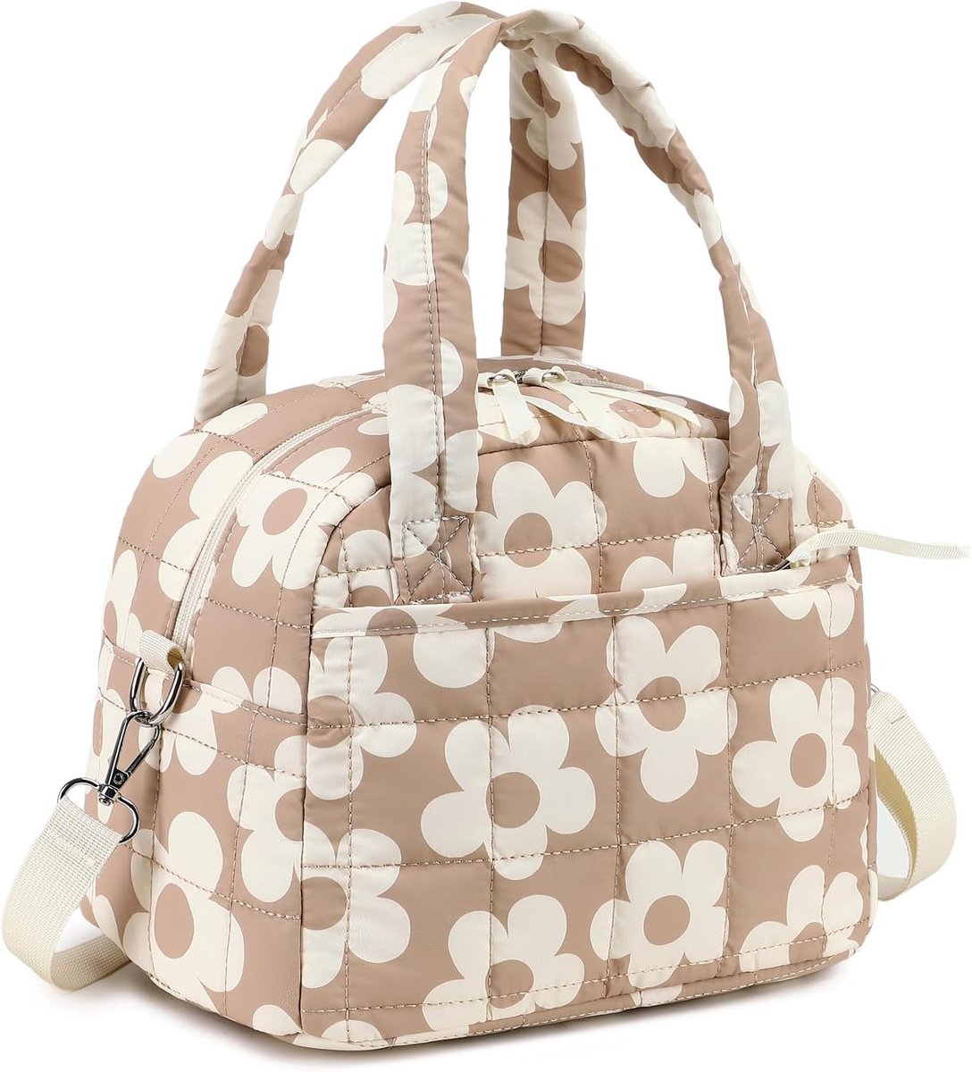 geïsoleerde lunchbox vrouwen herbruikbare lunchtas corduroy lunch tote handtassen lekvrije thermische koeler lunch geval grote capaciteit (Grote bloem 157 bruin)