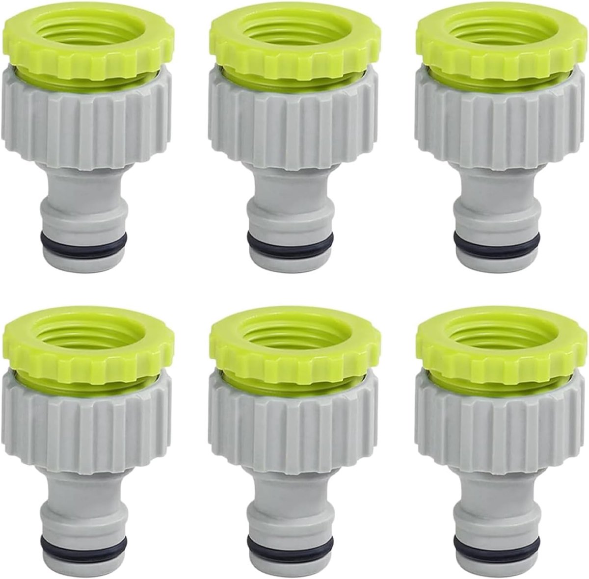 6 stuks kraanadapter, 2-in-1 kraanslangverbinder, 1/2 inch en 3/4 inch slangaansluitingen, geschikt voor de snelle verbinding van tuinslangen en keukenslangen