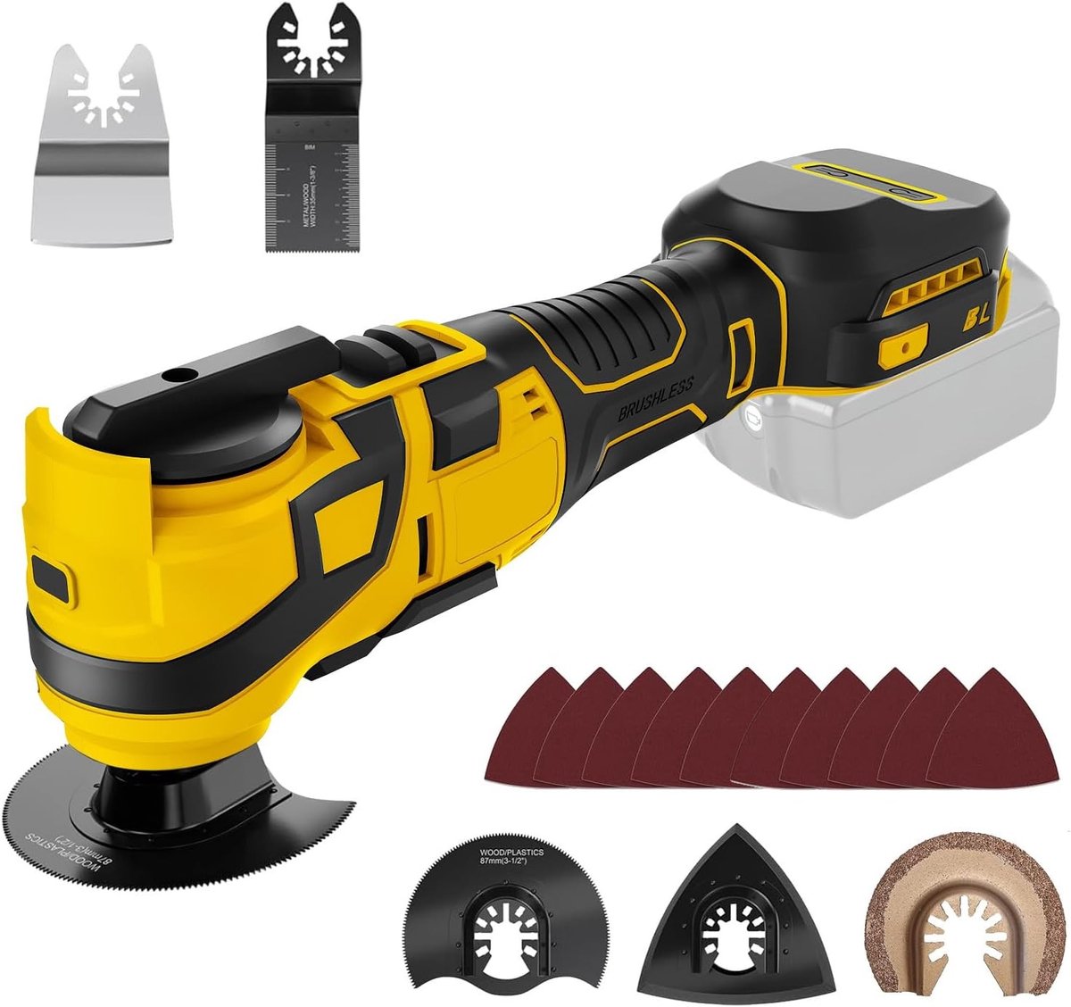 Oscillerende multitool met 6 instelbare snelheden voor 18 V en 20 V accu's, 10.000-20.000 min¹ zonder accu en lader, veelzijdige multi-tool voor klussen