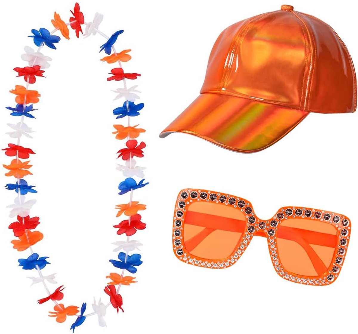 - Holland fanset, Hawaiiketting, partybril, muts, Nederland, WK | Hawaïaanse halsketting, feestbril en pet voor het wereldkampioenschap en fanavonden, Nederland