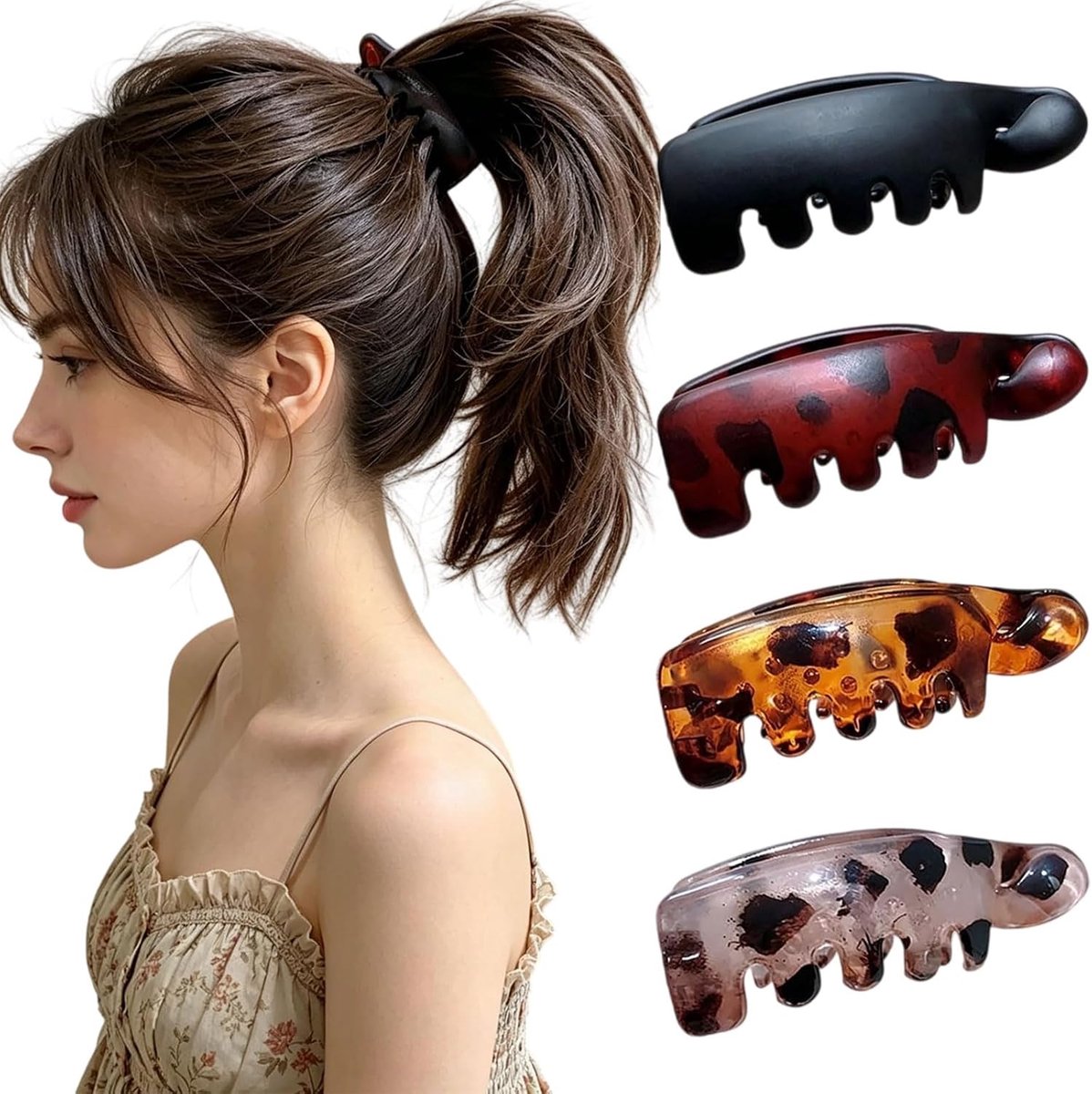 Klemmen voor dames, 4 stuks, matte vintage haarspangen, sterke grip, anti-slip, ideaal voor hoge paardenstaarten, haarstyling decoraties voor dik en dun haar