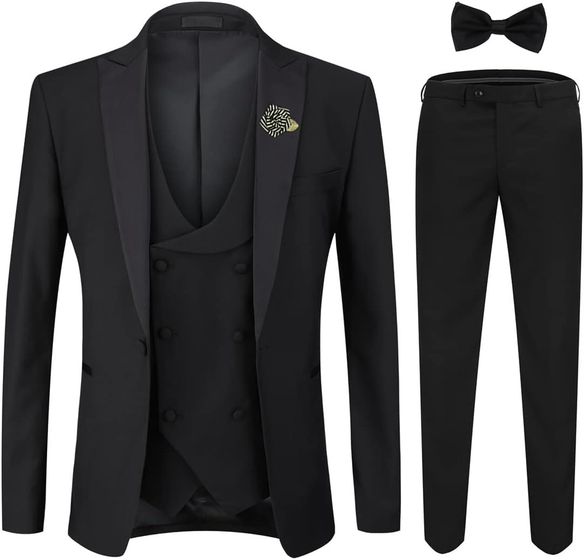 Herenpak, slimfit, 3-delig herenpak, modern, smoking, met vlinderdas