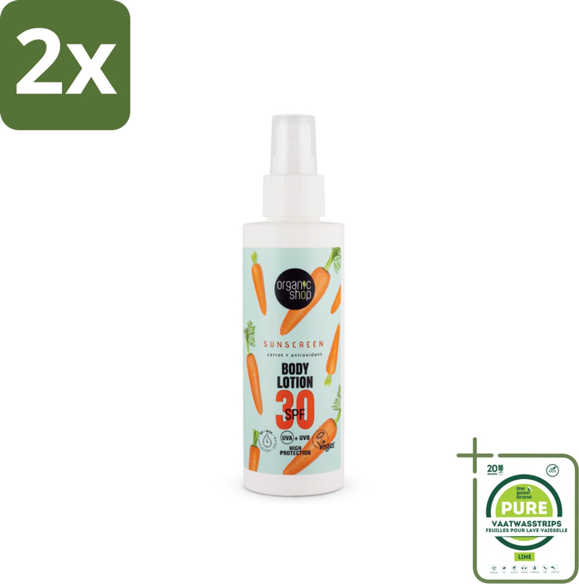Organic Shop - Zonnebrandcrème SPF 30 - Bescherming tegen de Zon - 150 ml - Voordeelverpakking - 2 stuks - Zonnebrand - Zonnebescherming