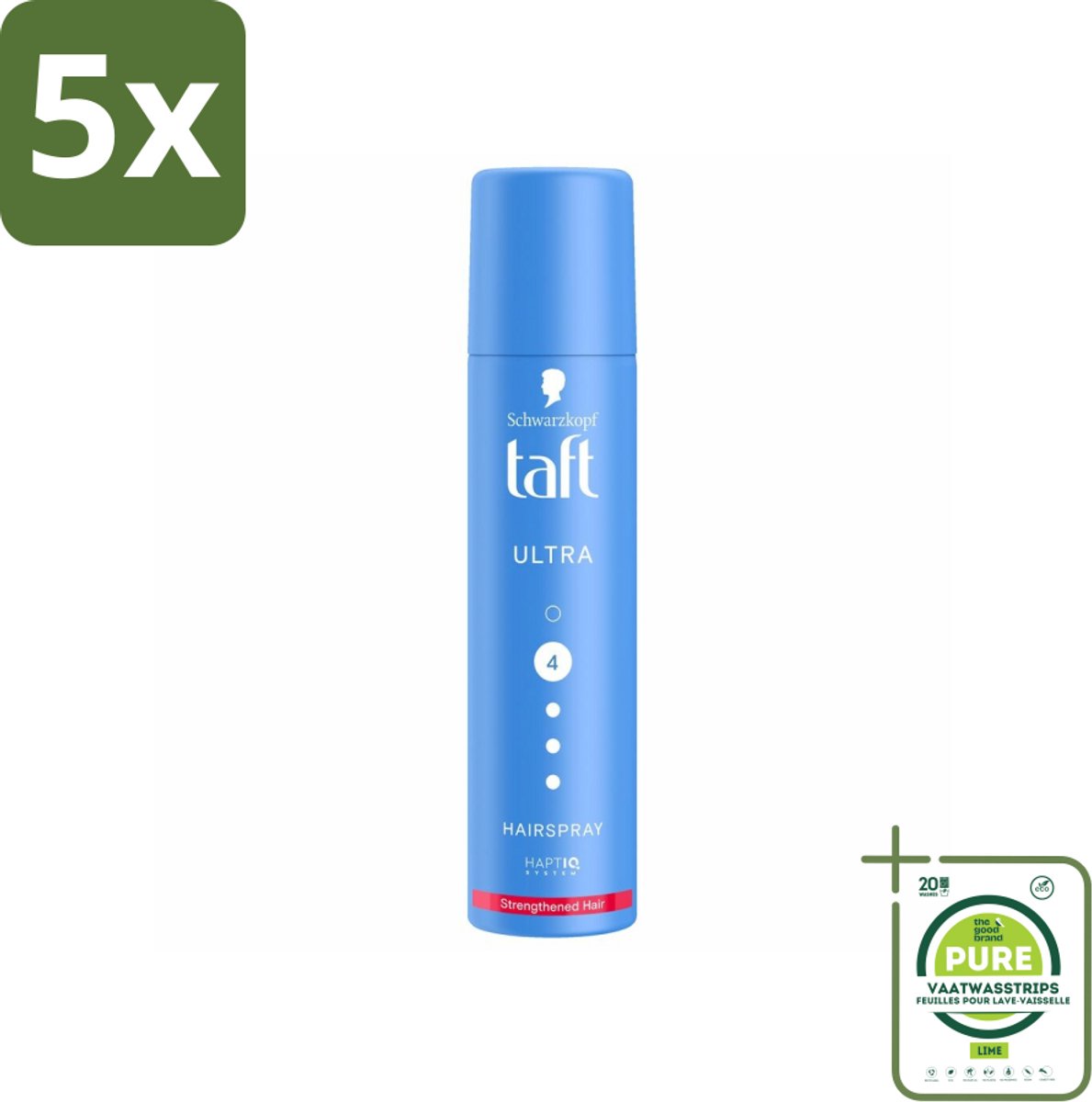 5 x Taft - Ultra 4 - Haarspray Mini - Sterke hold voor onderweg - 75 ml - Grootverpakking - Haarspray - Taft Ultra - Sterke Fixatie - Mini - Onderweg