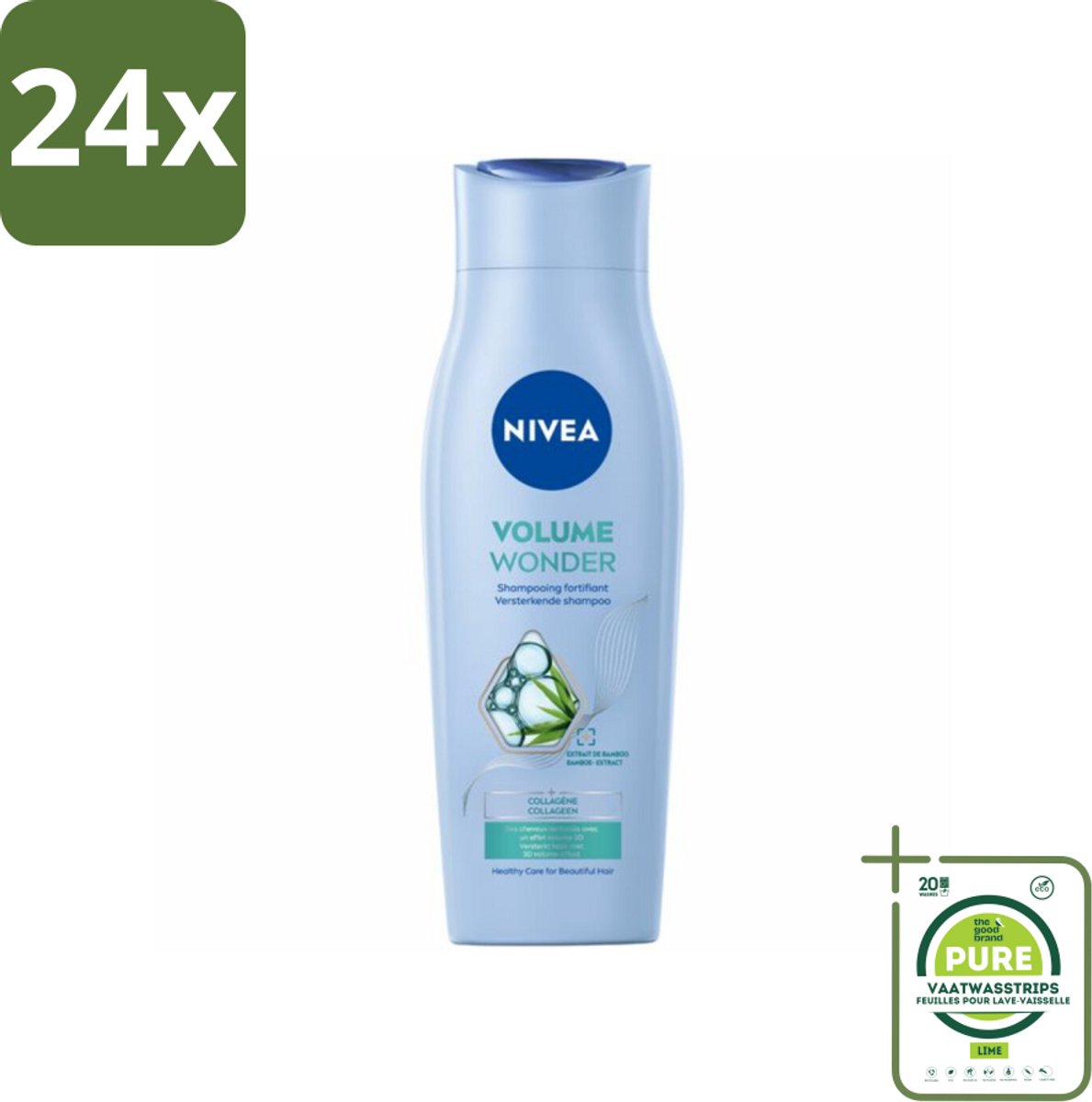NIVEA - Shampoo - Volumeverzorging - Versterkend - Gezonde Zorg - 250 ml - Voordeelverpakking - 24 stuks - Volume shampoo - Haarversterkend shampoo