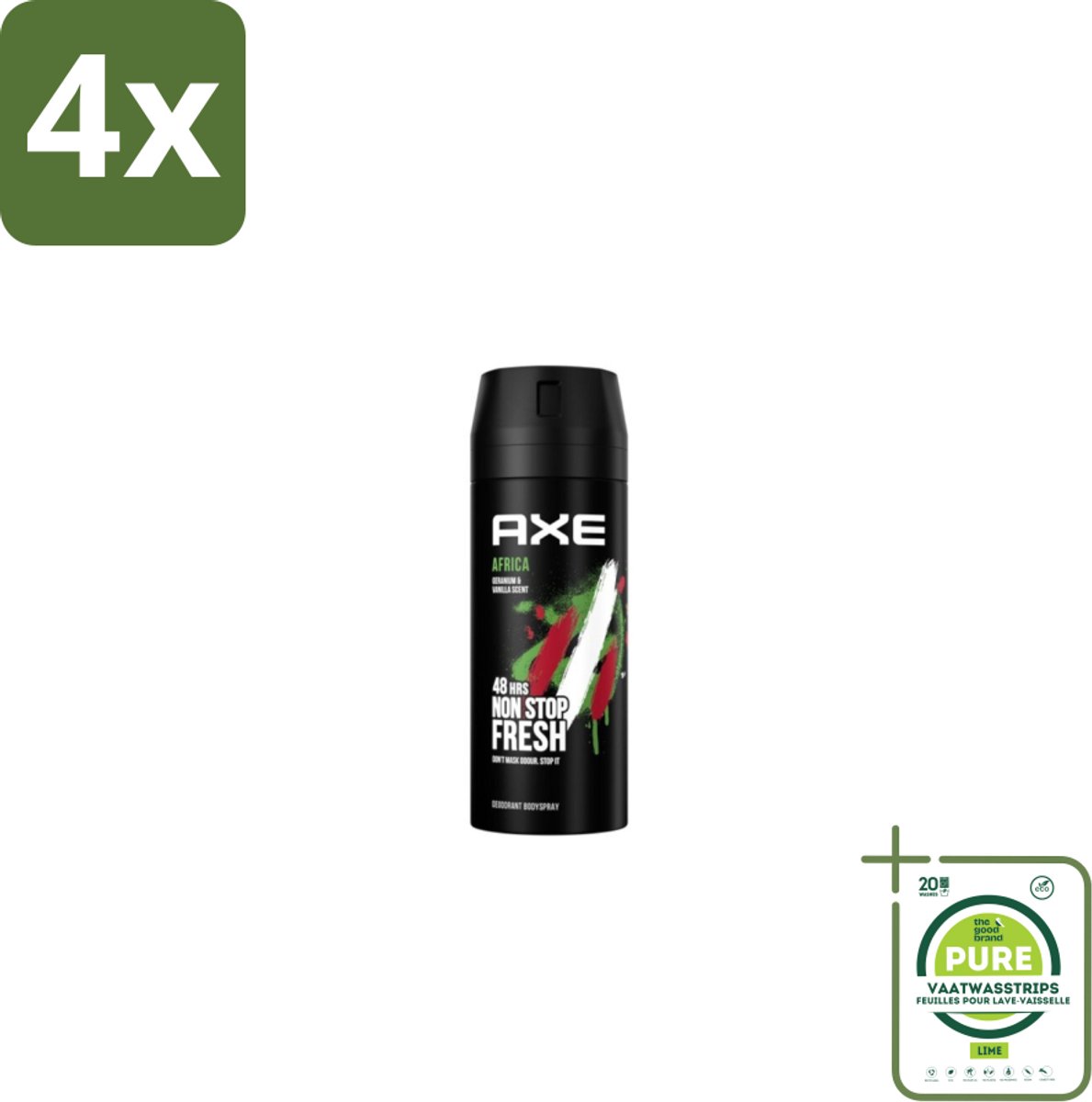 AXE - Deodorant Spray - Africa - Sinaasappel & Sandelhout - Verzorgend - 150 ml - Voordeelverpakking - 4 stuks - AXE deodorant - Deodorant spray
