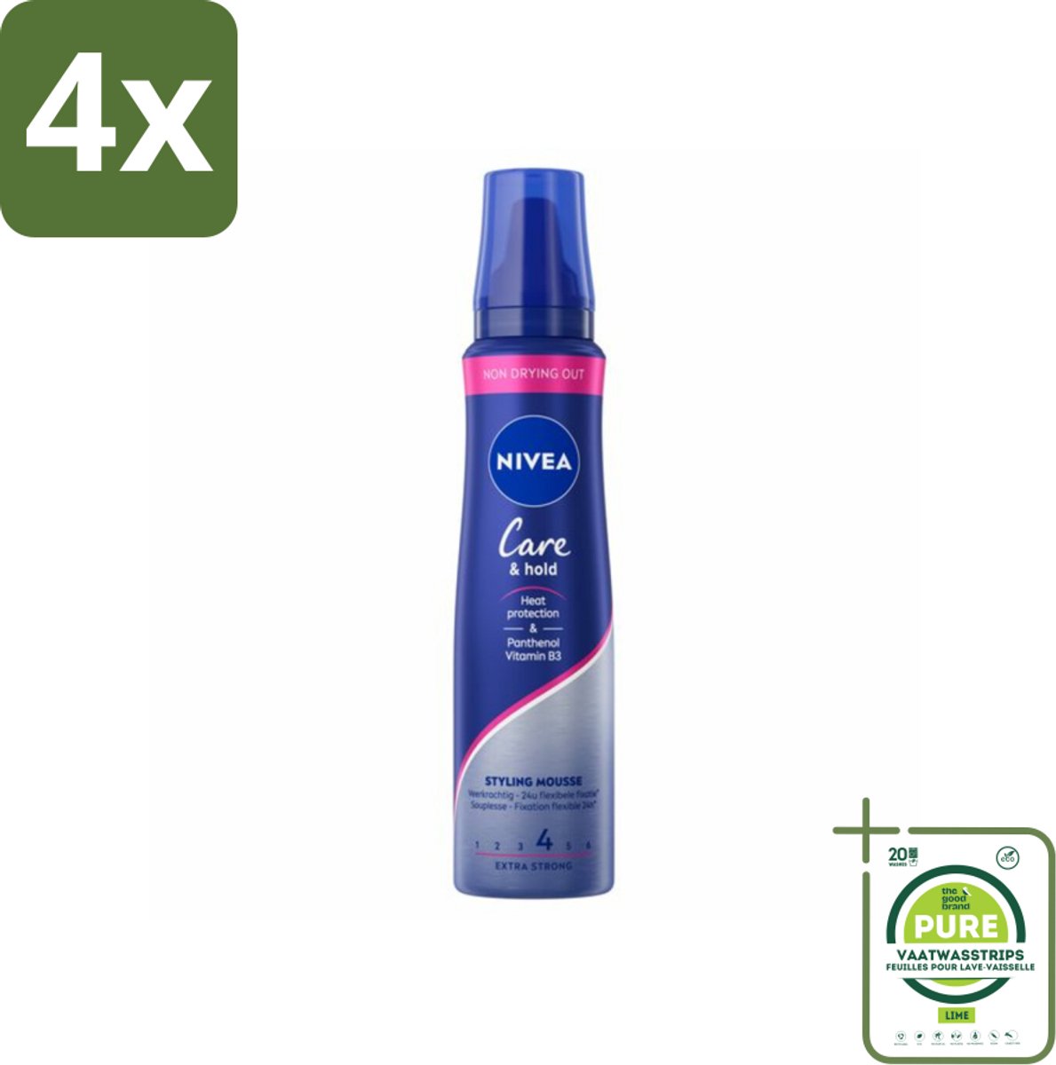 NIVEA - Stylingschuim - Verzorging & Stevigheid - Hittebescherming - 150 ml - Voordeelverpakking - 4 stuks - Styling mousse - Haarverzorging