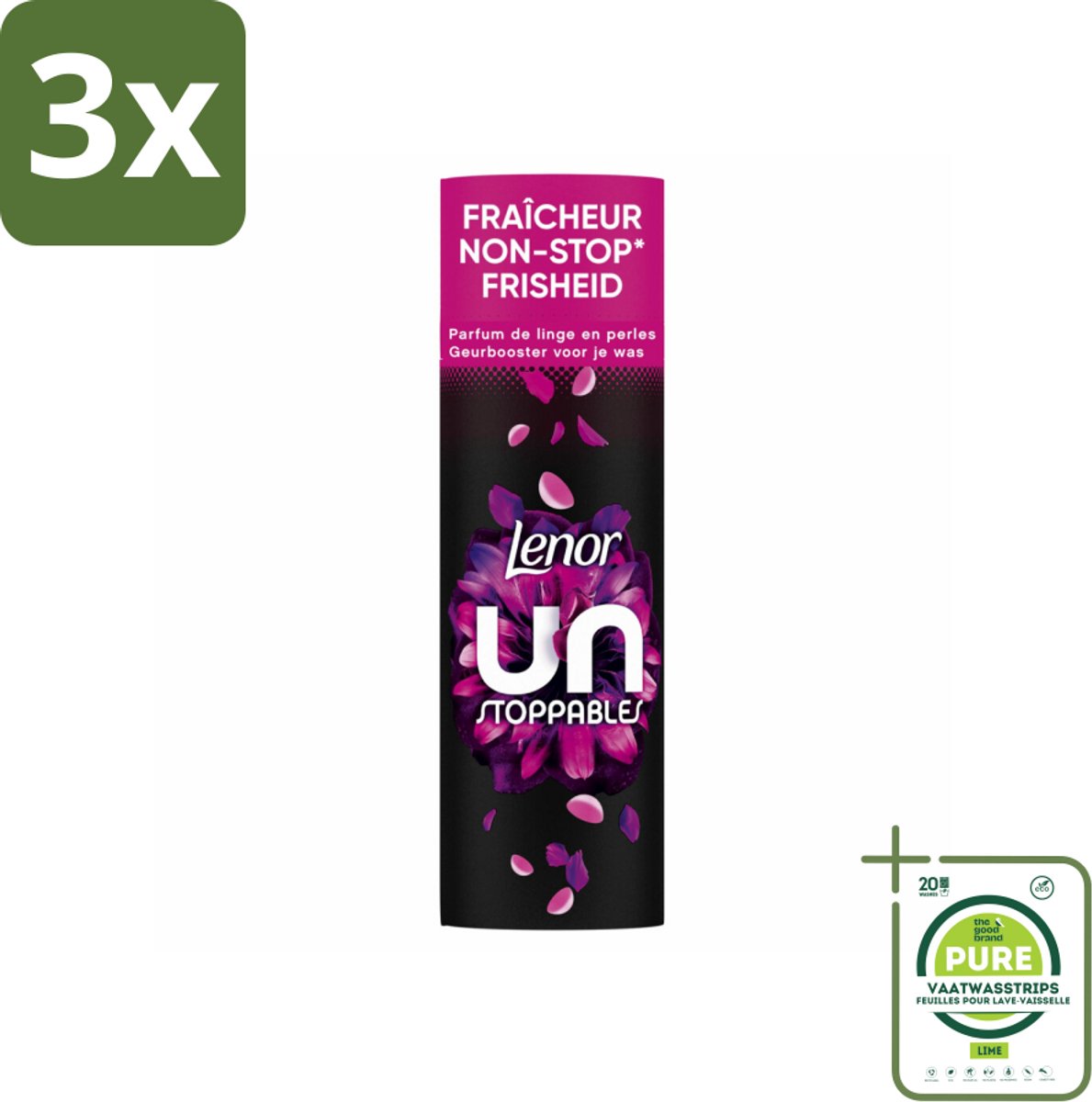 3 x Lenor Unstoppables - Geurbooster - Bloemen Fris - Non-Stop Frisheid - 19 Wasbeurten - Grootverpakking - Lenor Geurbooster - Unstoppables - Langdurige Geur - Bloemengeur - Wasverzachter